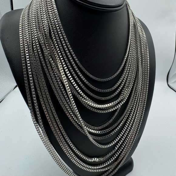 Silver Multi-Chain Layered Necklace - Picture 7 of 7